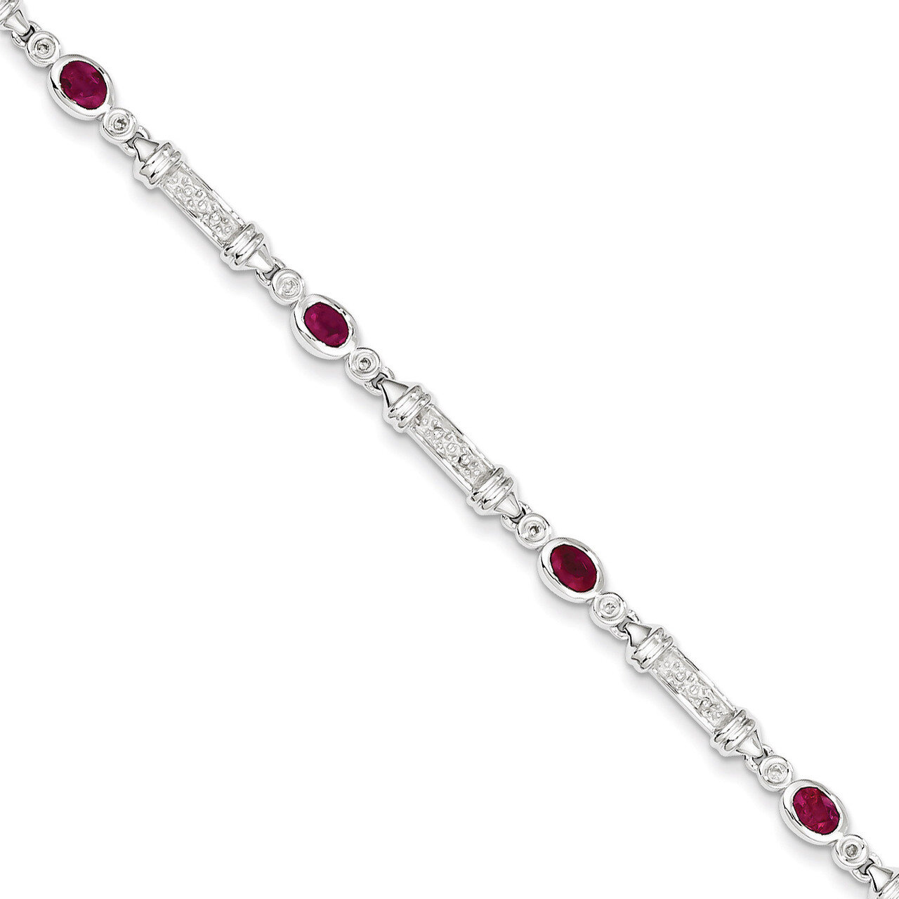 African Ruby and Diamond Bracelet Sterling Silver QX855R, MPN: QX855R, 883957441726