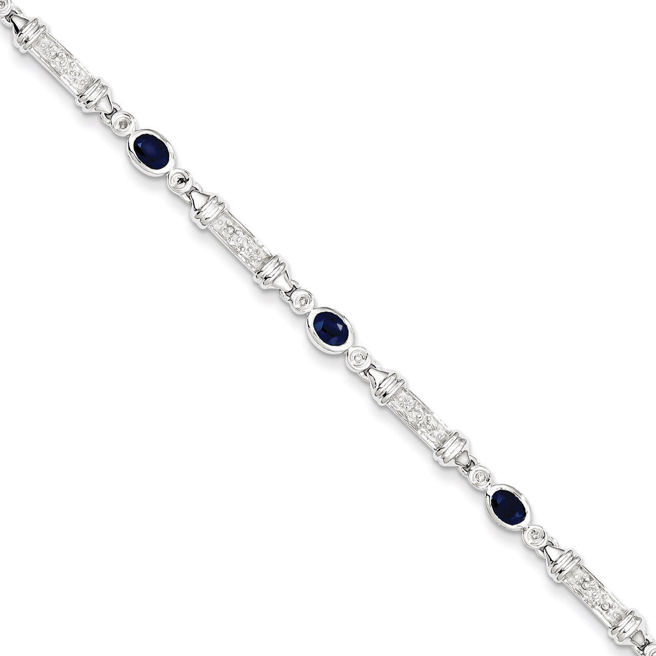 Sapphire and Diamond Bracelet Sterling Silver QX855S, MPN: QX855S, 883957681139