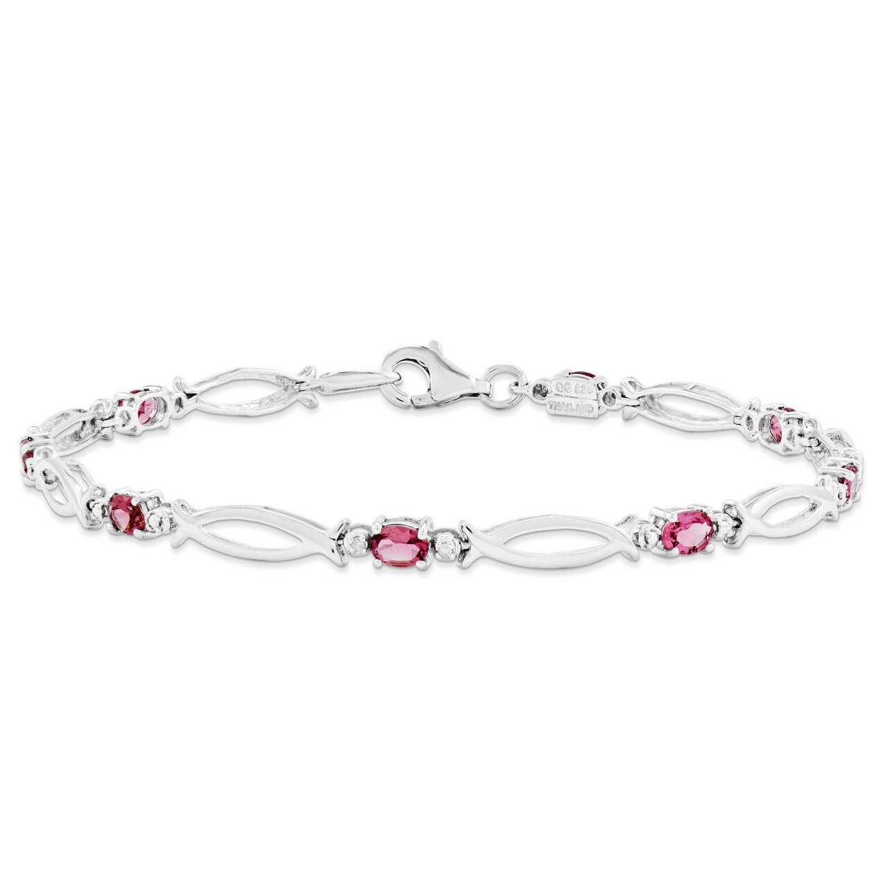 Pink Tourmaline and Diamond Bracelet Sterling Silver QX856PT, MPN: QX856PT, 886774647326