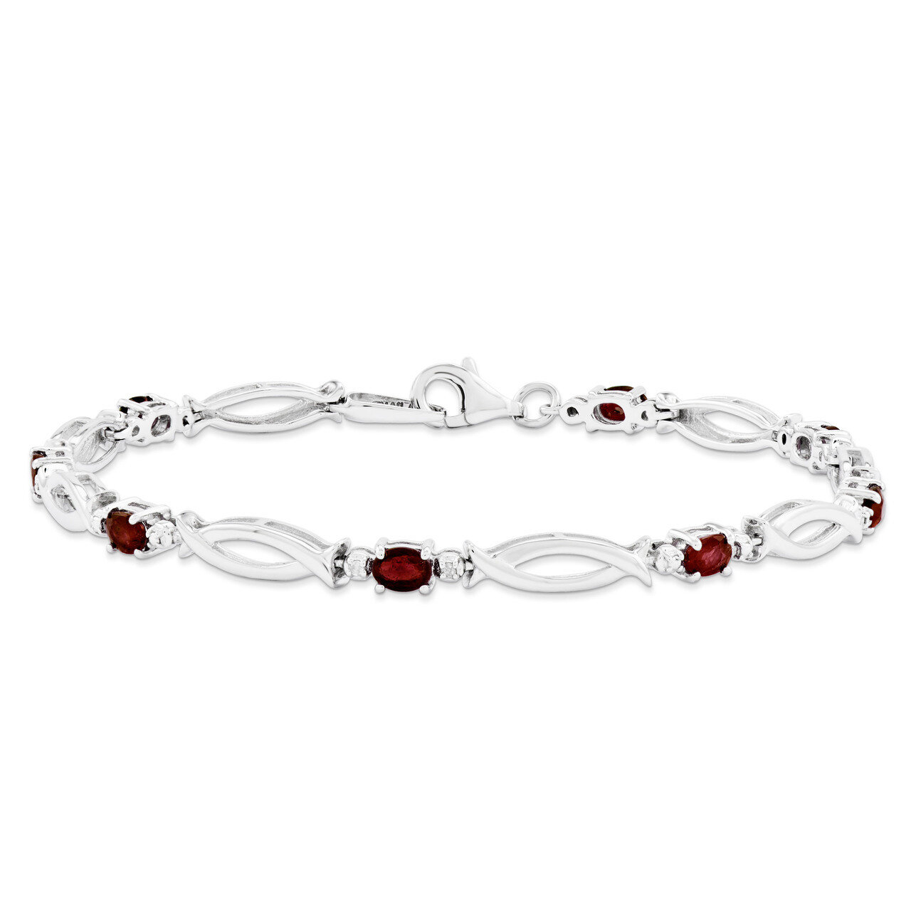 African Ruby and Diamond Bracelet Sterling Silver QX856R