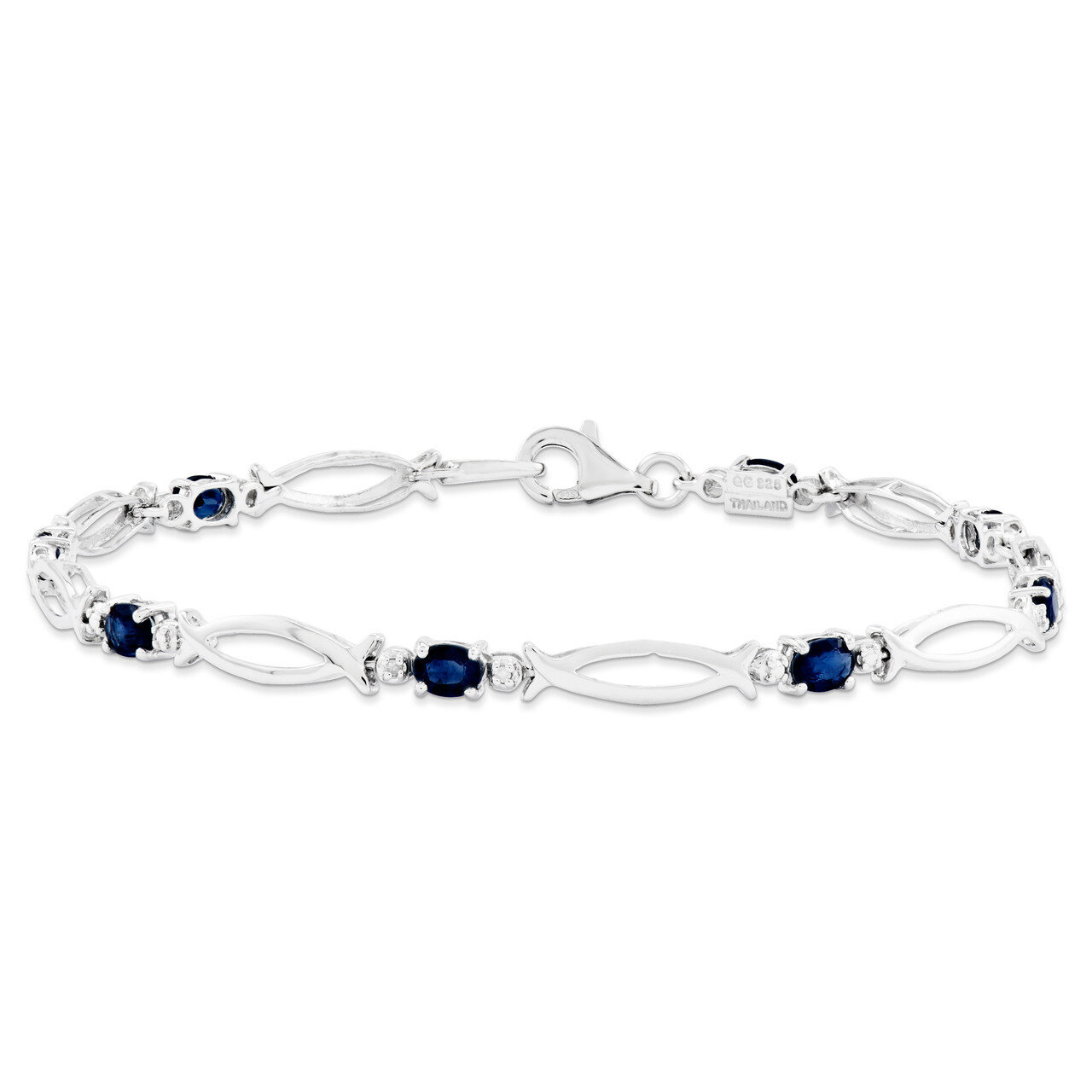 Sapphire and Diamond Bracelet Sterling Silver QX856S, MPN: QX856S, 883957409962