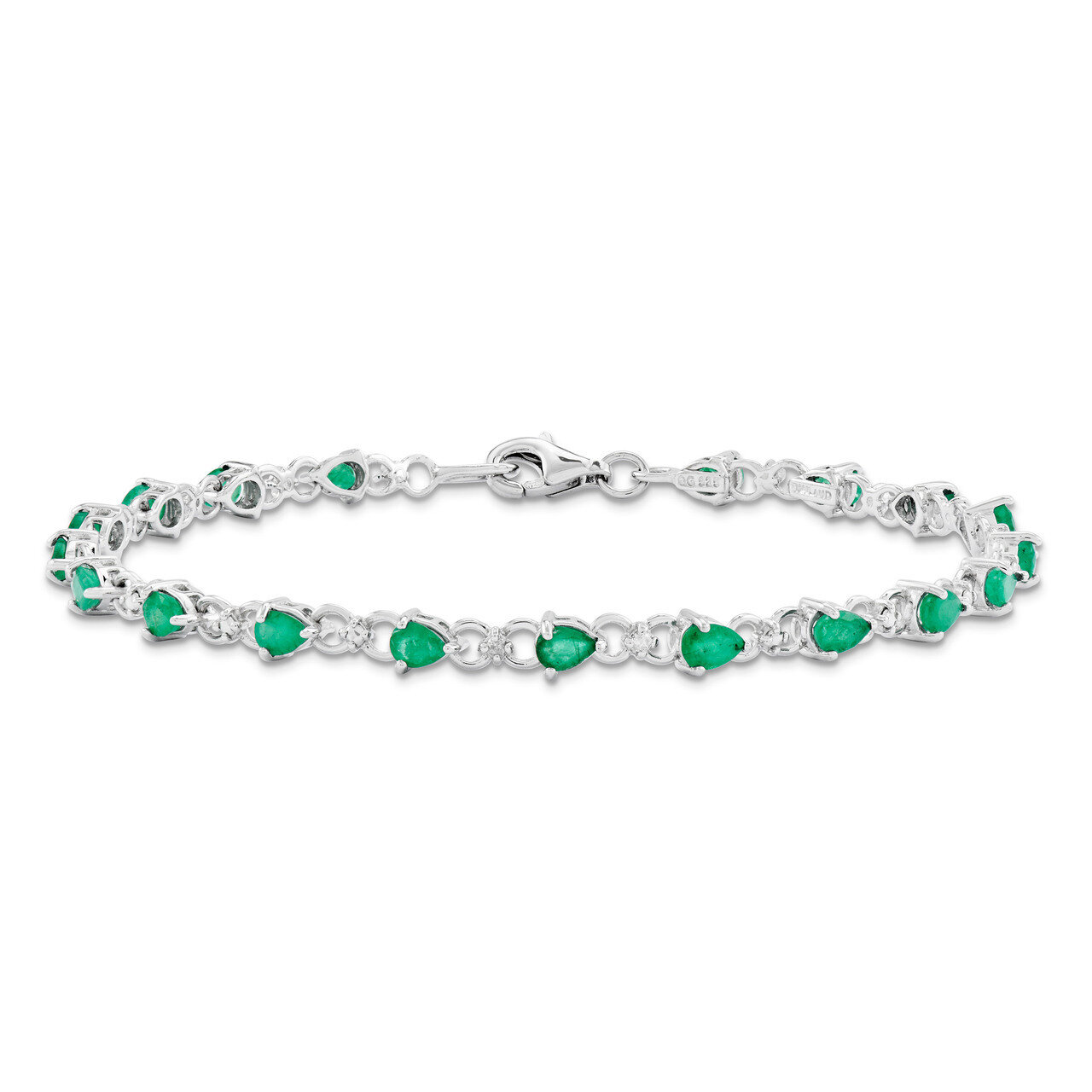 Emerald and Diamond Bracelet Sterling Silver QX858E, MPN: QX858E, 883957441740