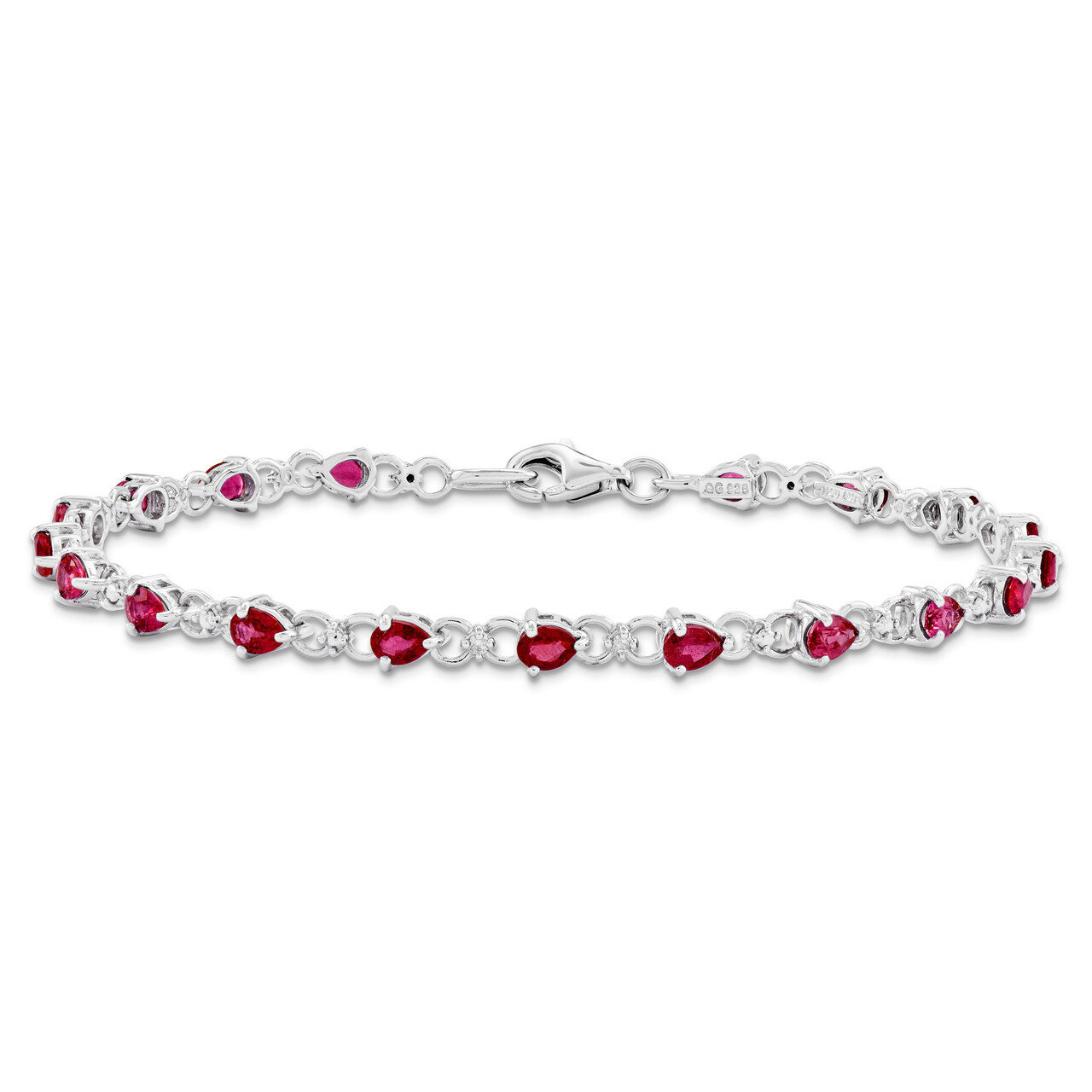 African Ruby and Diamond Bracelet Sterling Silver QX858R, MPN: QX858R, 886774647289