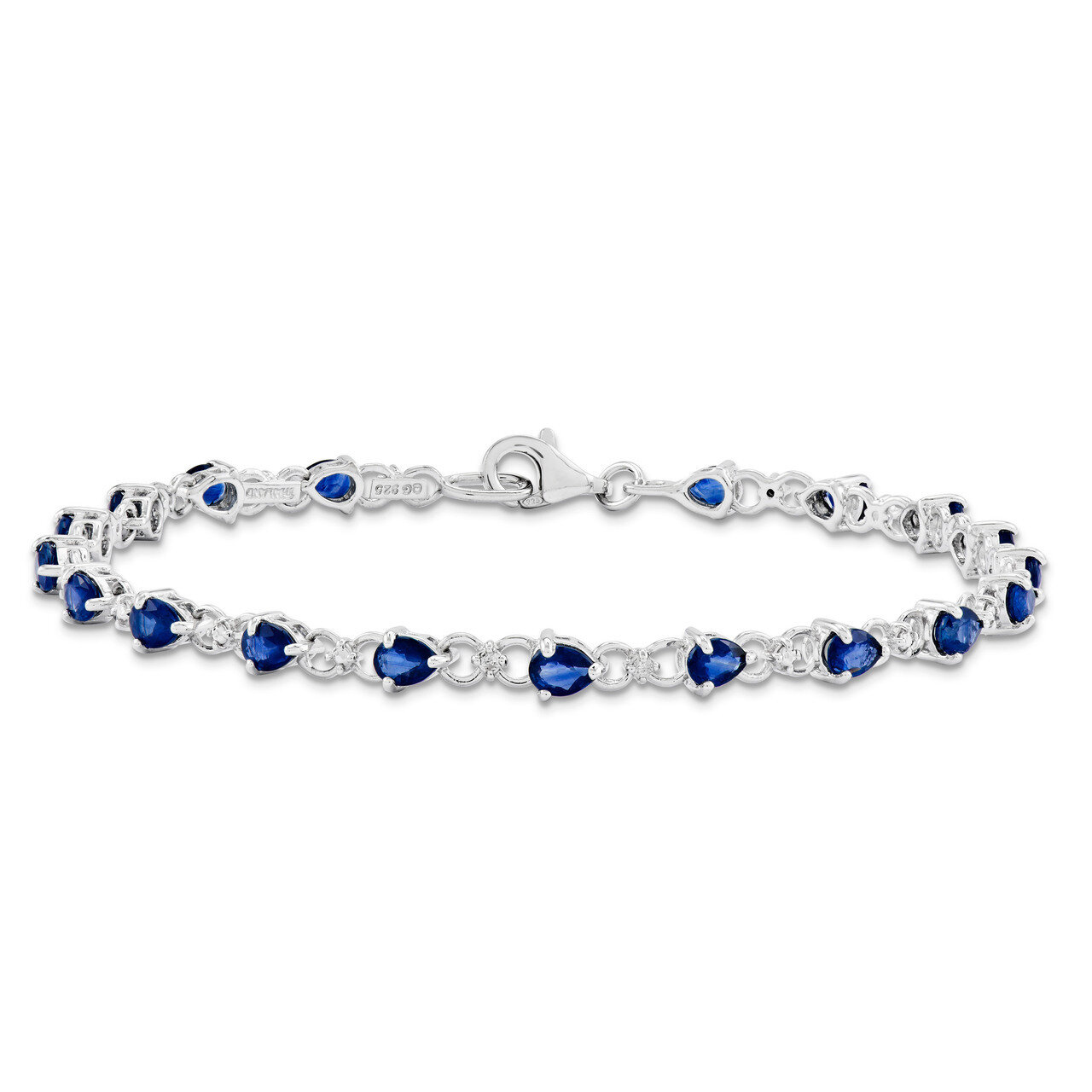 Sapphire and Diamond Bracelet Sterling Silver QX858S, MPN: QX858S, 883957467191