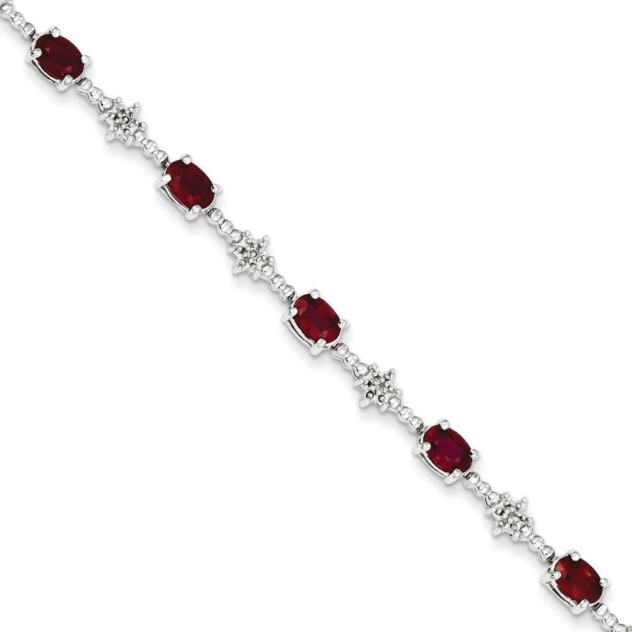 African Ruby and Diamond Bracelet Sterling Silver QX859R
