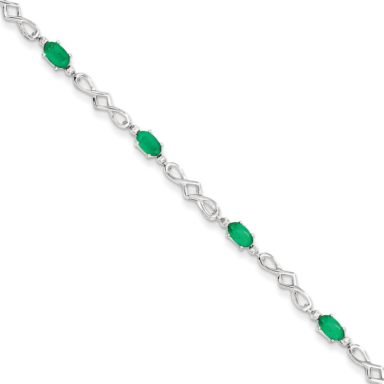 Emerald and Diamond Bracelet Sterling Silver QX860E