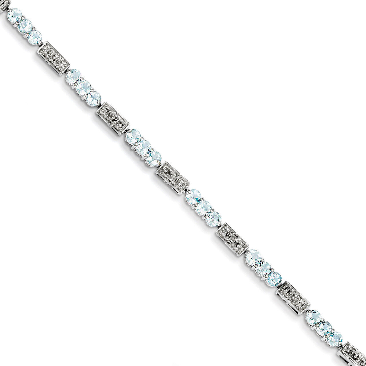 Aquamarine and Diamond Bracelet Sterling Silver QX861AQ, MPN: QX861AQ, 883957368900