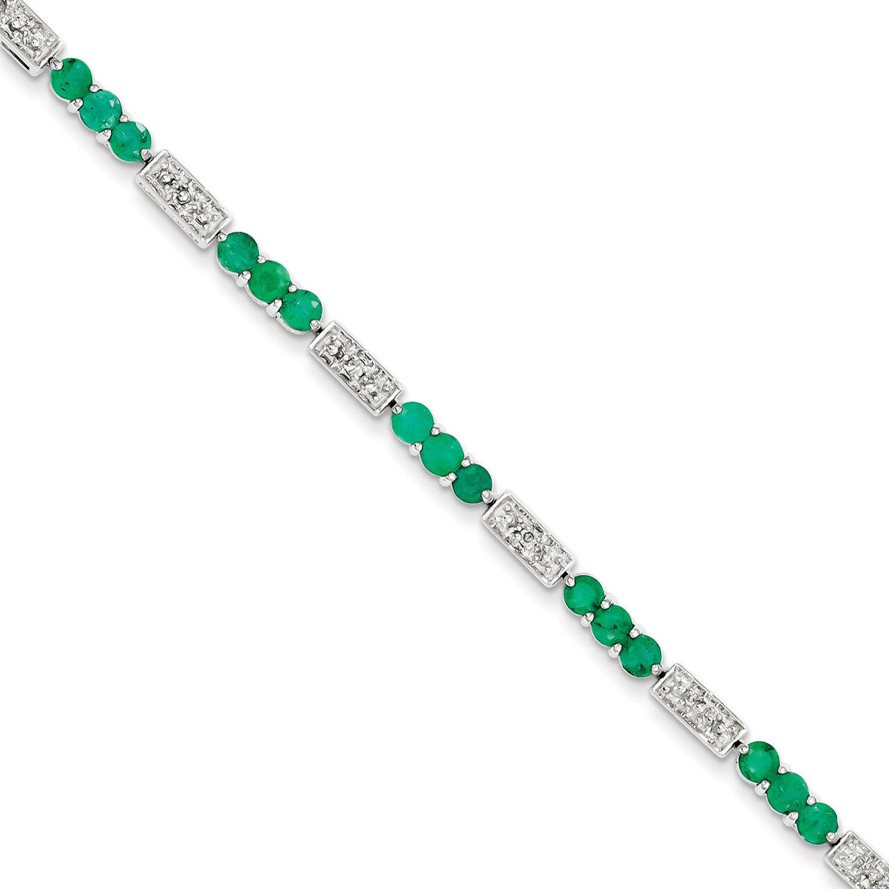Emerald and Diamond Bracelet Sterling Silver QX861E, MPN: QX861E, 883957368917
