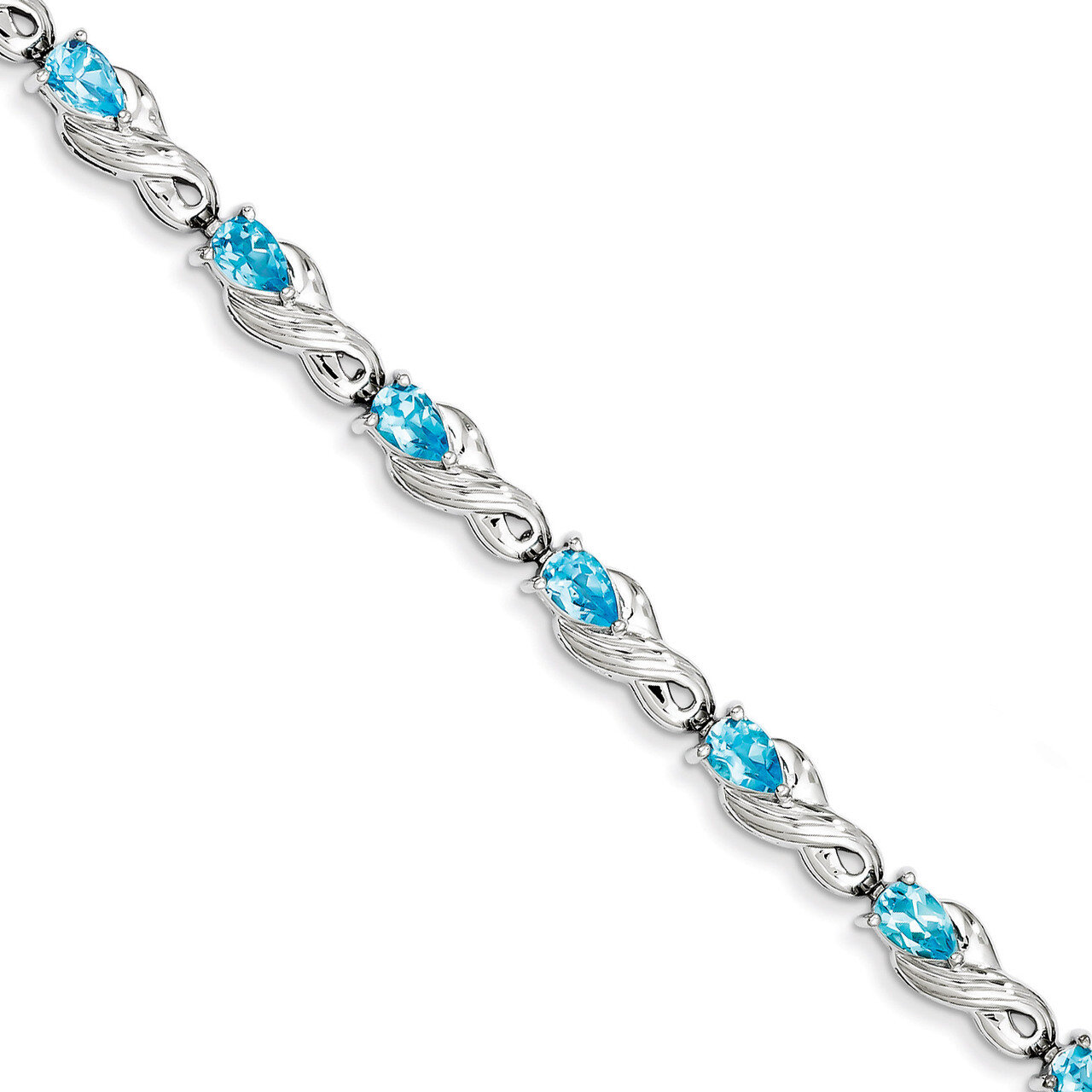 Blue Topaz Bracelet Sterling Silver QX864BT, MPN: QX864BT, 883957483528