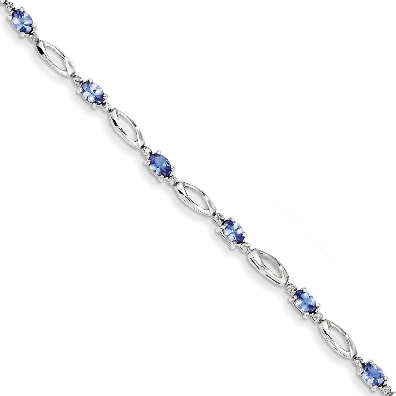 Tanzanite Bracelet Sterling Silver Rhodium-plated Diamond QX871TZ