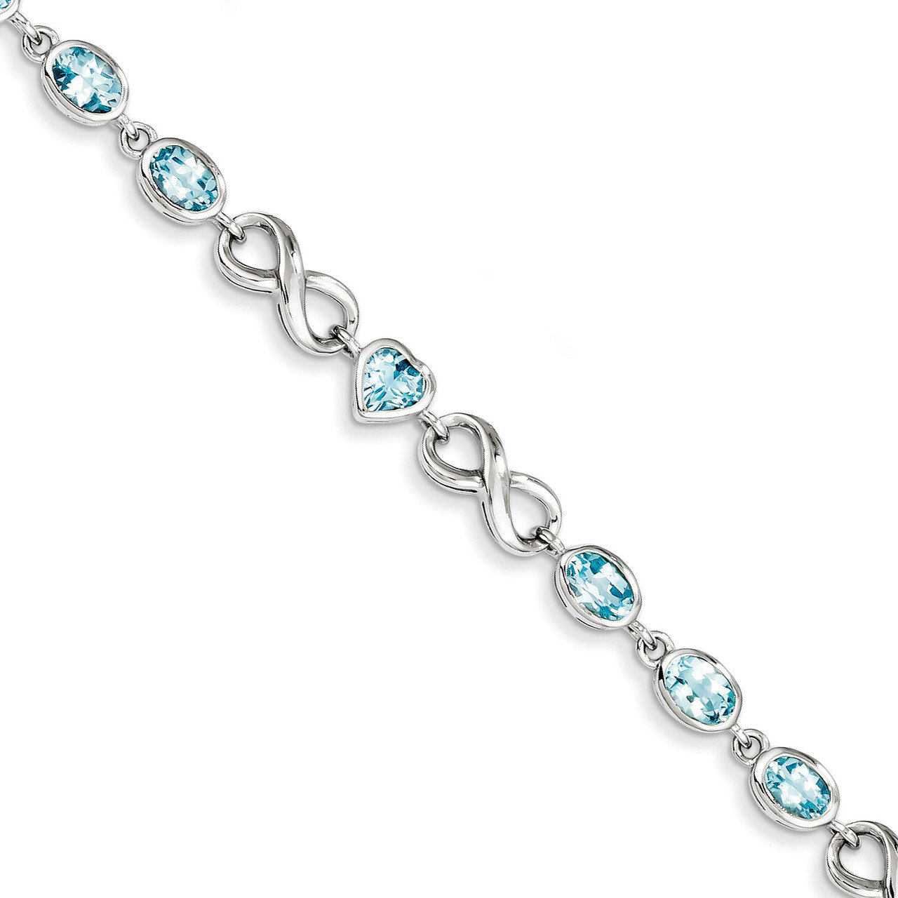 Oval Heart Blue Topaz Bracelet Sterling Silver QX875BT, MPN: QX875BT, 883957410074