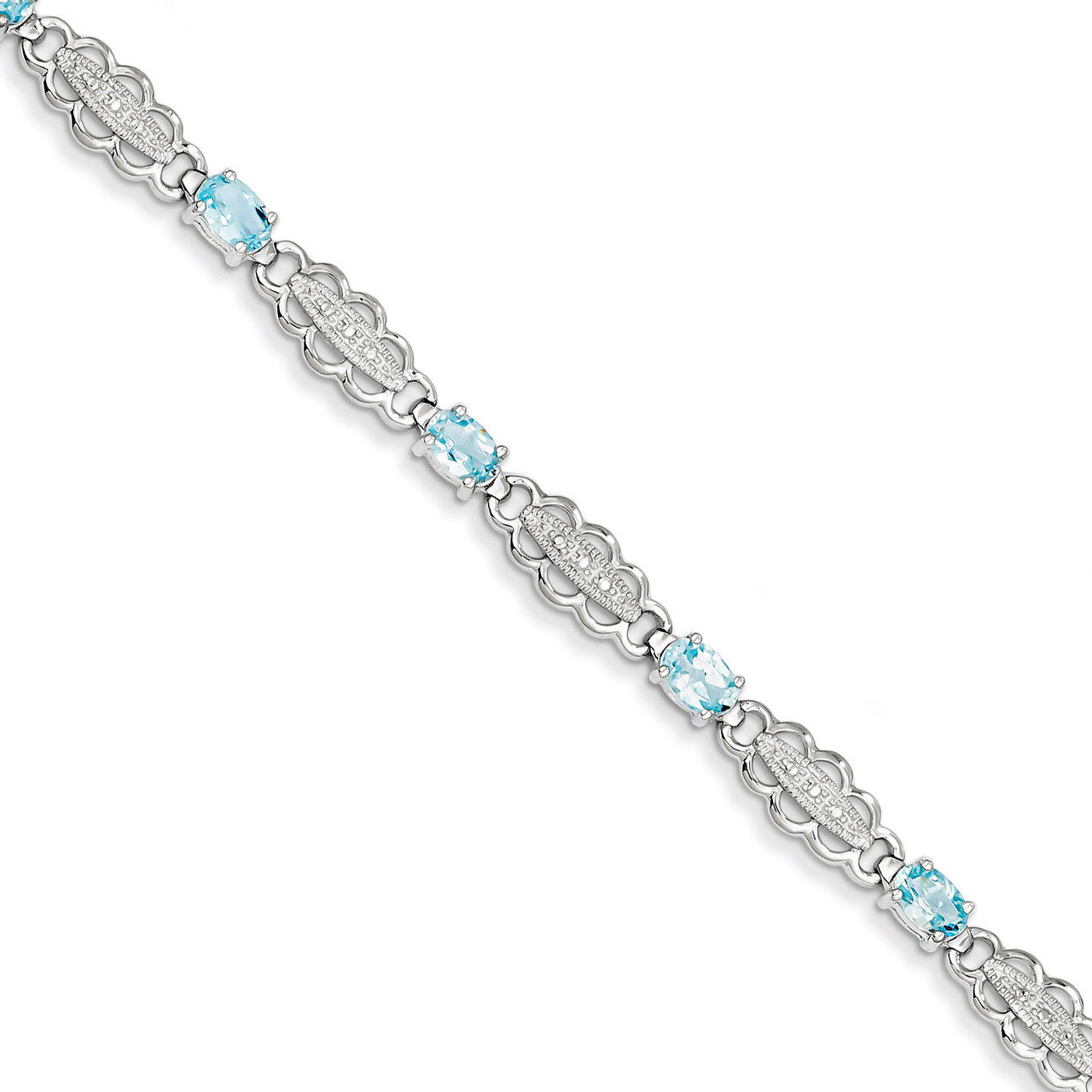 Aquamarine & Diamond Bracelet Sterling Silver QX877AQ