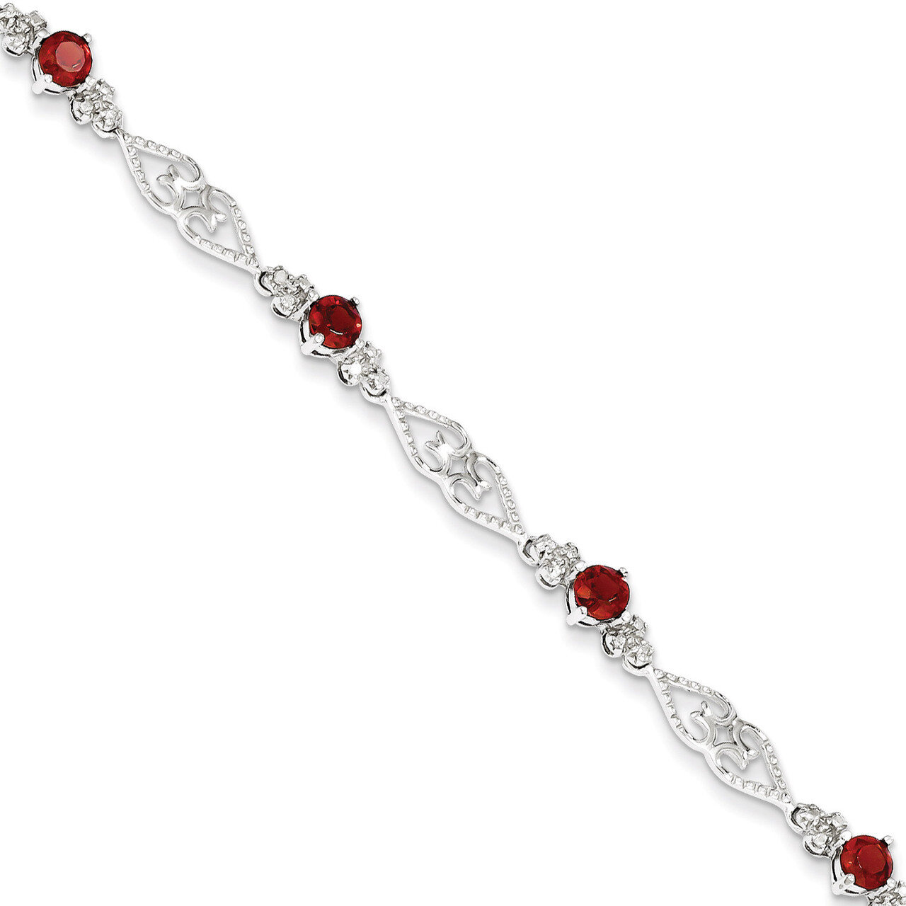 Garnet Bracelet Sterling Silver Diamond QX884GA, MPN: QX884GA, 883957492346