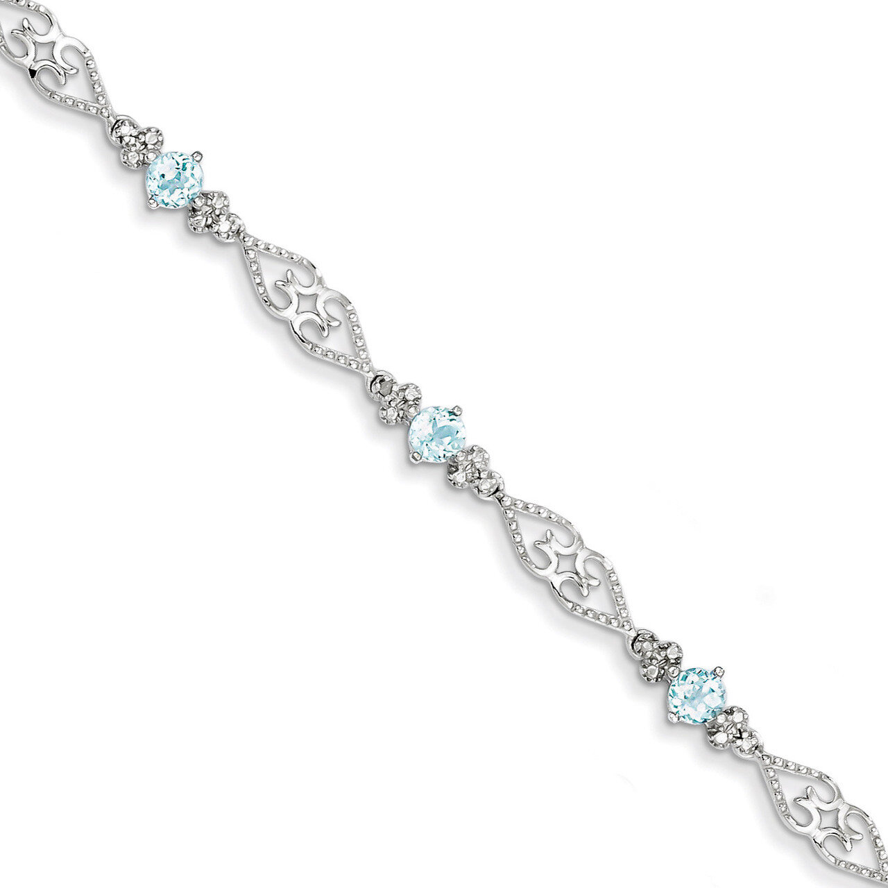 Aquamarine Bracelet Sterling Silver Diamond QX885AQ