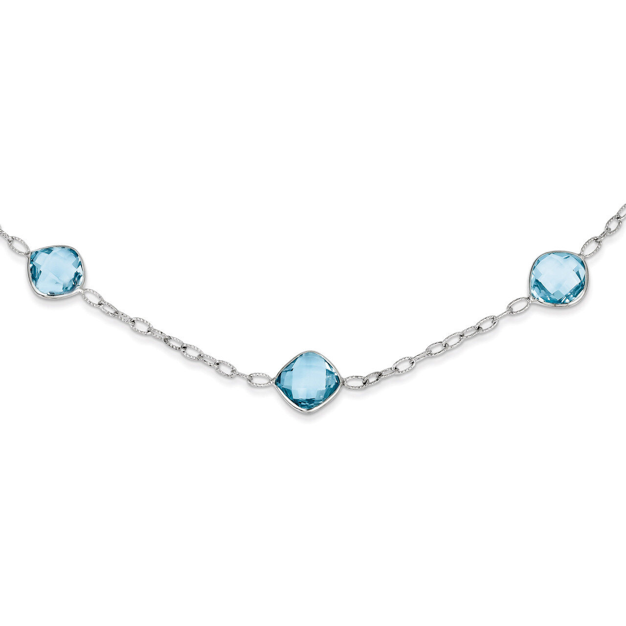 Blue Topaz Necklace Sterling Silver QX897BT