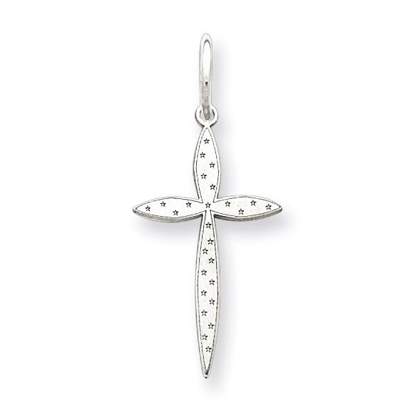 Cross Charm Laser Designed Sterling Silver QXR179