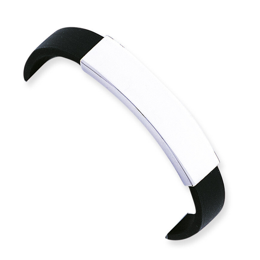 8 Inch ID Black Rubber Bracelet Sterling Silver XGBKSS14-8, MPN: XGBKSS14-8, 883957522531