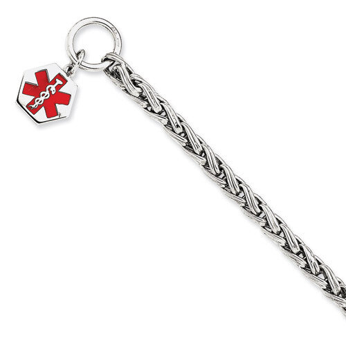 8.75 Inch Enameled Hexagon Medical ID Bracelet Engravable Sterling Silver XSM111-8.75, MPN: XSM111-…