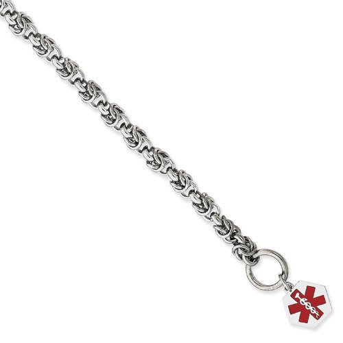 8.75 Inch Enameled Hexagon Medical ID Bracelet Engravable Sterling Silver XSM113-8.75, MPN: XSM113-…