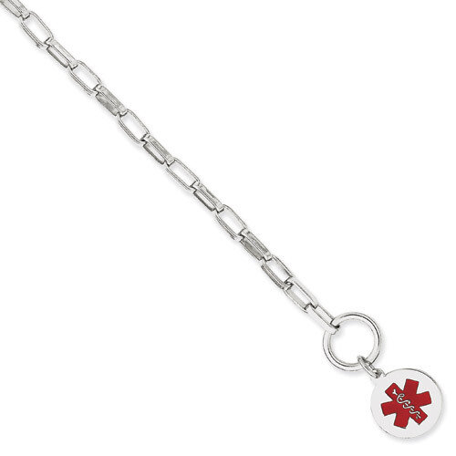 8.75 Inch Enameled Disc Medical ID Bracelet Engravable Sterling Silver XSM114-8.75, MPN: XSM114-8.7…