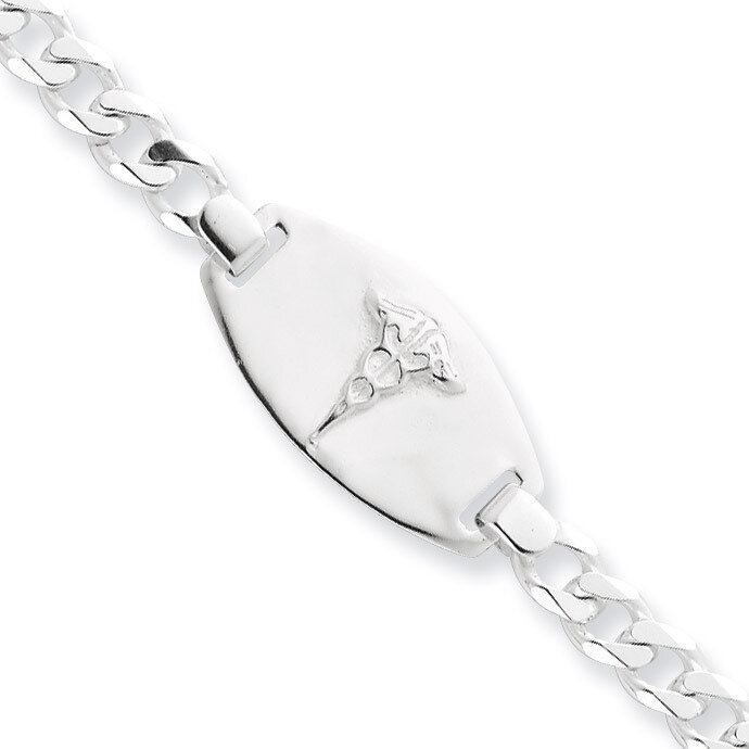 7.25 Inch Medical Jewelry Curb Link Bracelet Sterling Silver XSM156-7.25