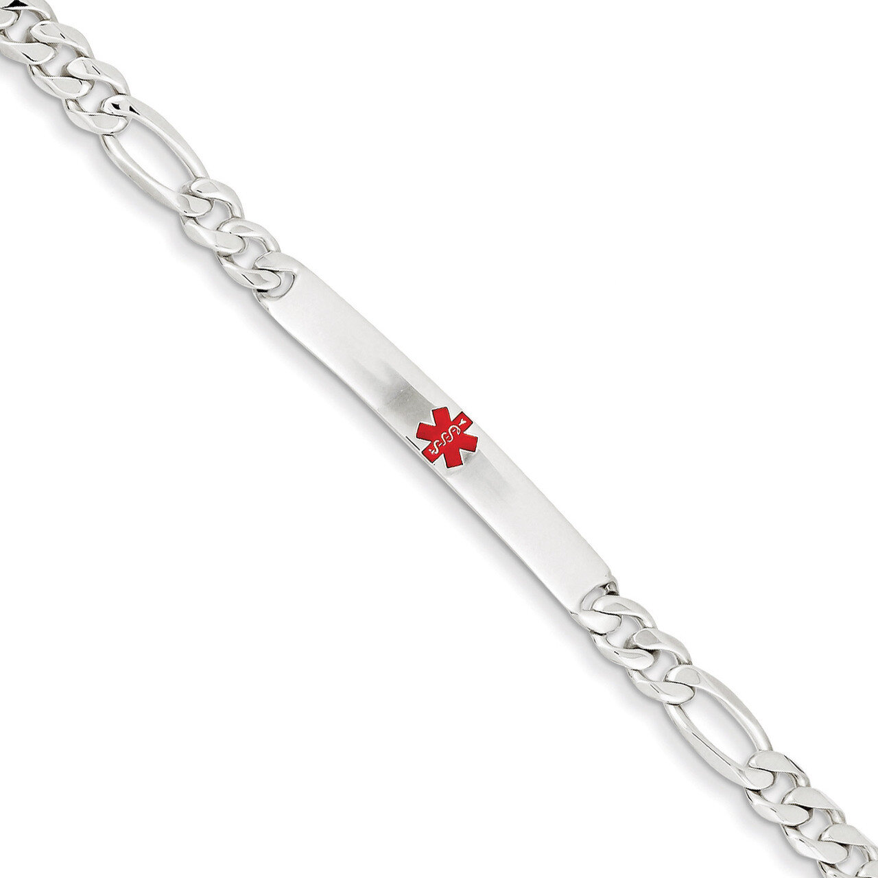 7.5 Inch Medical Figaro Anchor Link ID Bracelet Sterling Silver Polished XSM159-7.5, MPN: XSM159-7.…