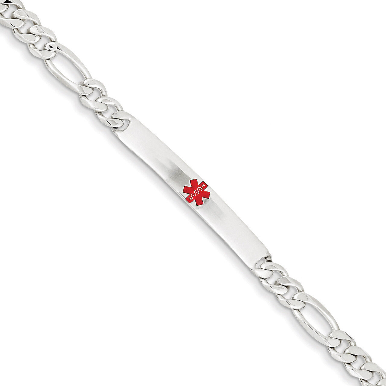 8.5 Inch Medical Figaro Anchor Link ID Bracelet Sterling Silver Polished XSM159-8.5