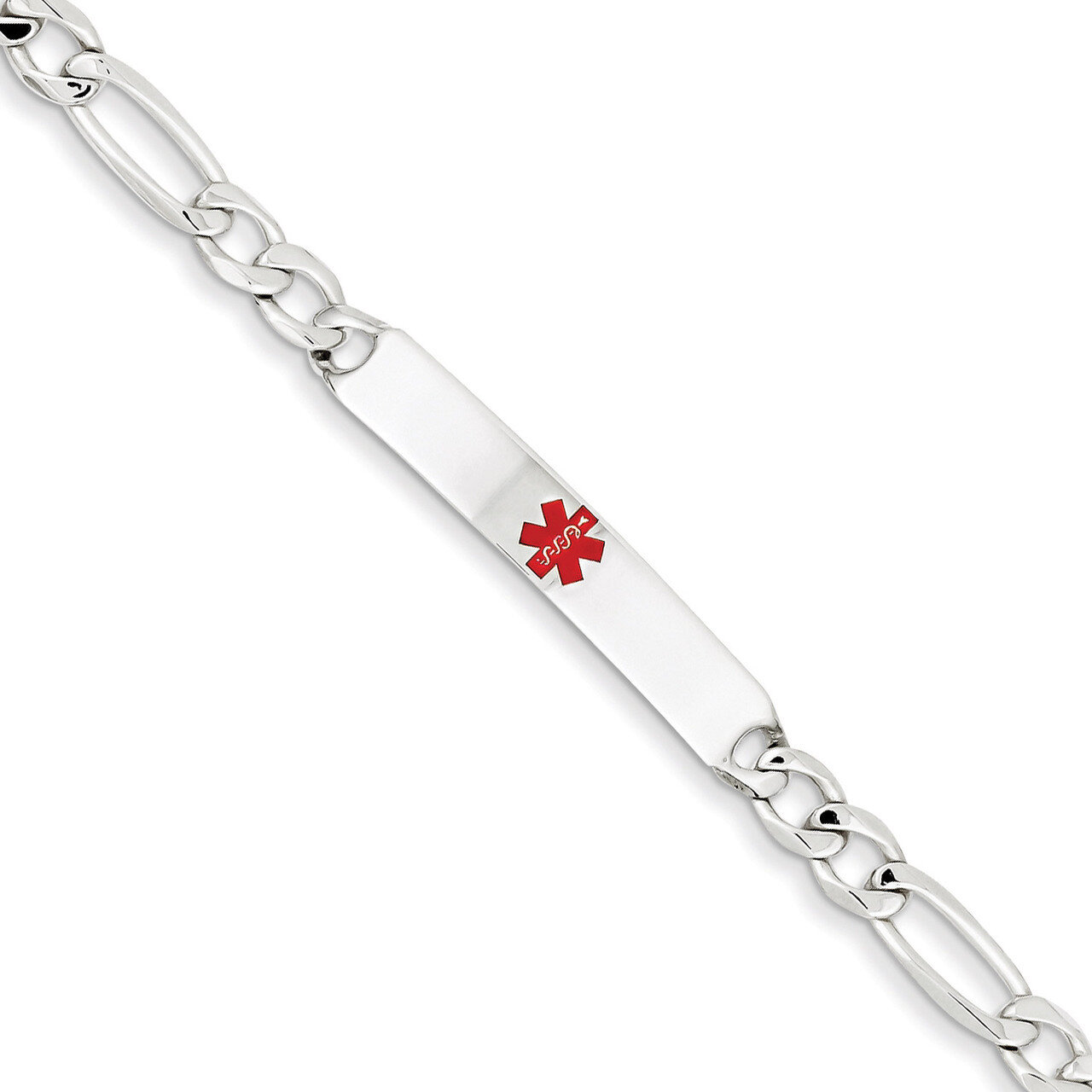 8.5 Inch Medical Figaro Anchor Link ID Bracelet Sterling Silver Polished XSM160-8.5, MPN: XSM160-8.…