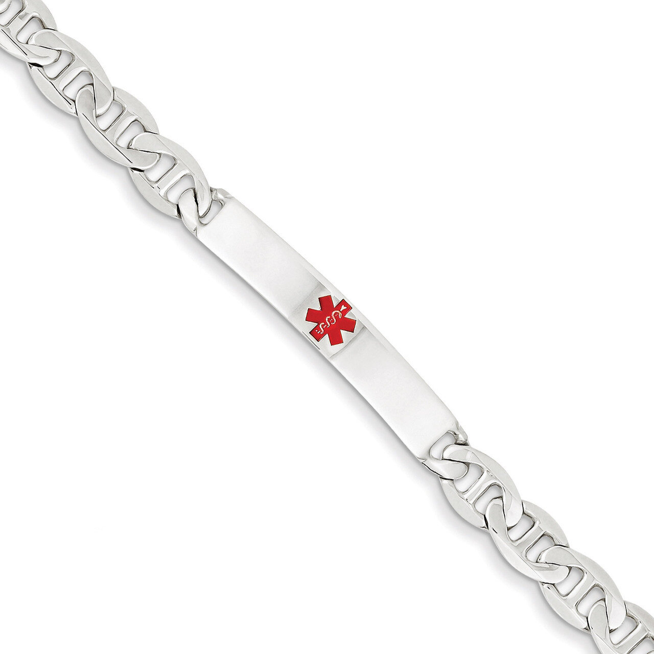 7.5 Inch Medical Anchor Link ID Bracelet Sterling Silver Polished XSM161-7.5