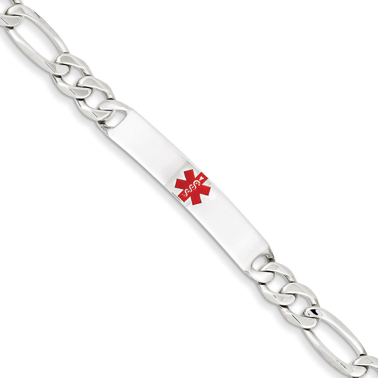 8.5 Inch Medical Figaro Anchor Link ID Bracelet Sterling Silver Polished XSM162-8.5, MPN: XSM162-8.…