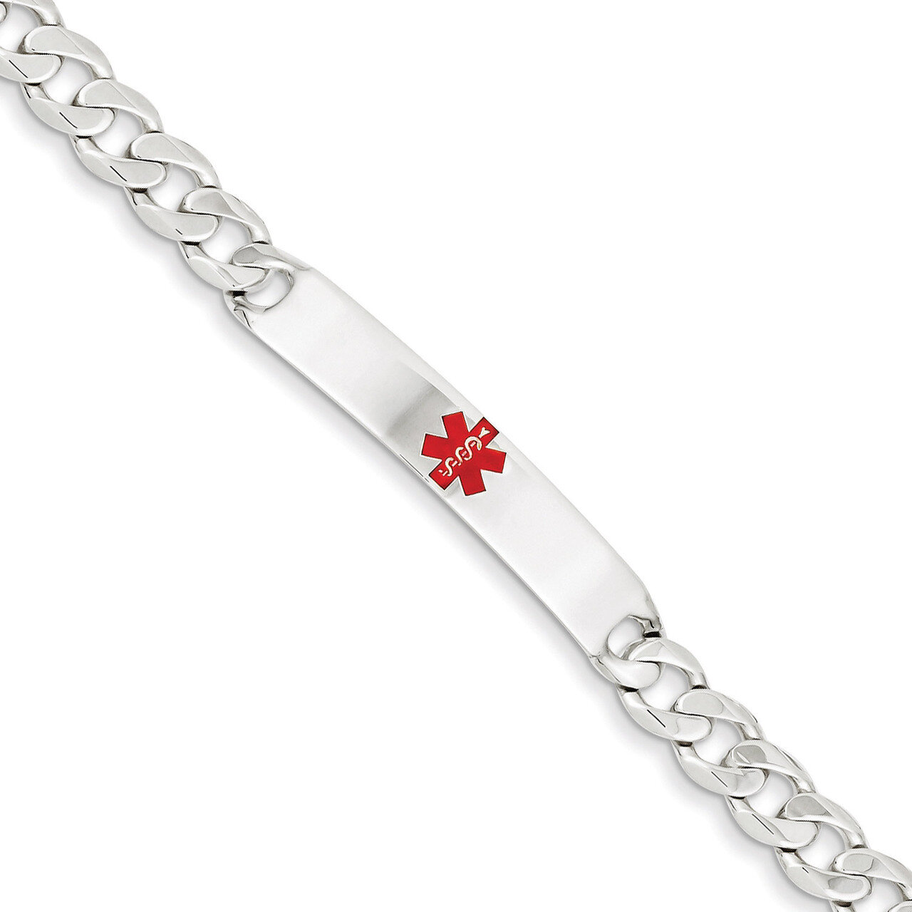 8.5 Inch Medical Curb Link ID Bracelet Sterling Silver Polished XSM163-8.5