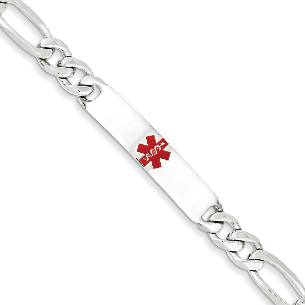 8.5 Inch Medical Figaro Anchor Link ID Bracelet Sterling Silver Polished XSM164-8.5, MPN: XSM164-8.…