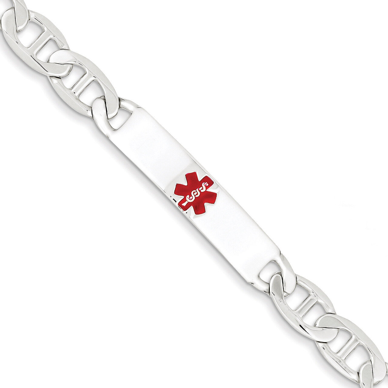 8.5 Inch Medical Anchor Link ID Bracelet Sterling Silver Polished XSM165-8.5