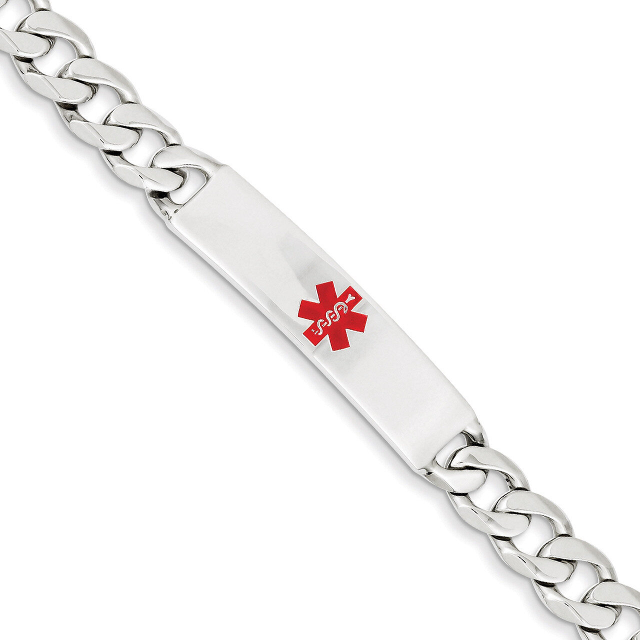 8.5 Inch Medical Curb Link ID Bracelet Sterling Silver Polished XSM172-8.5