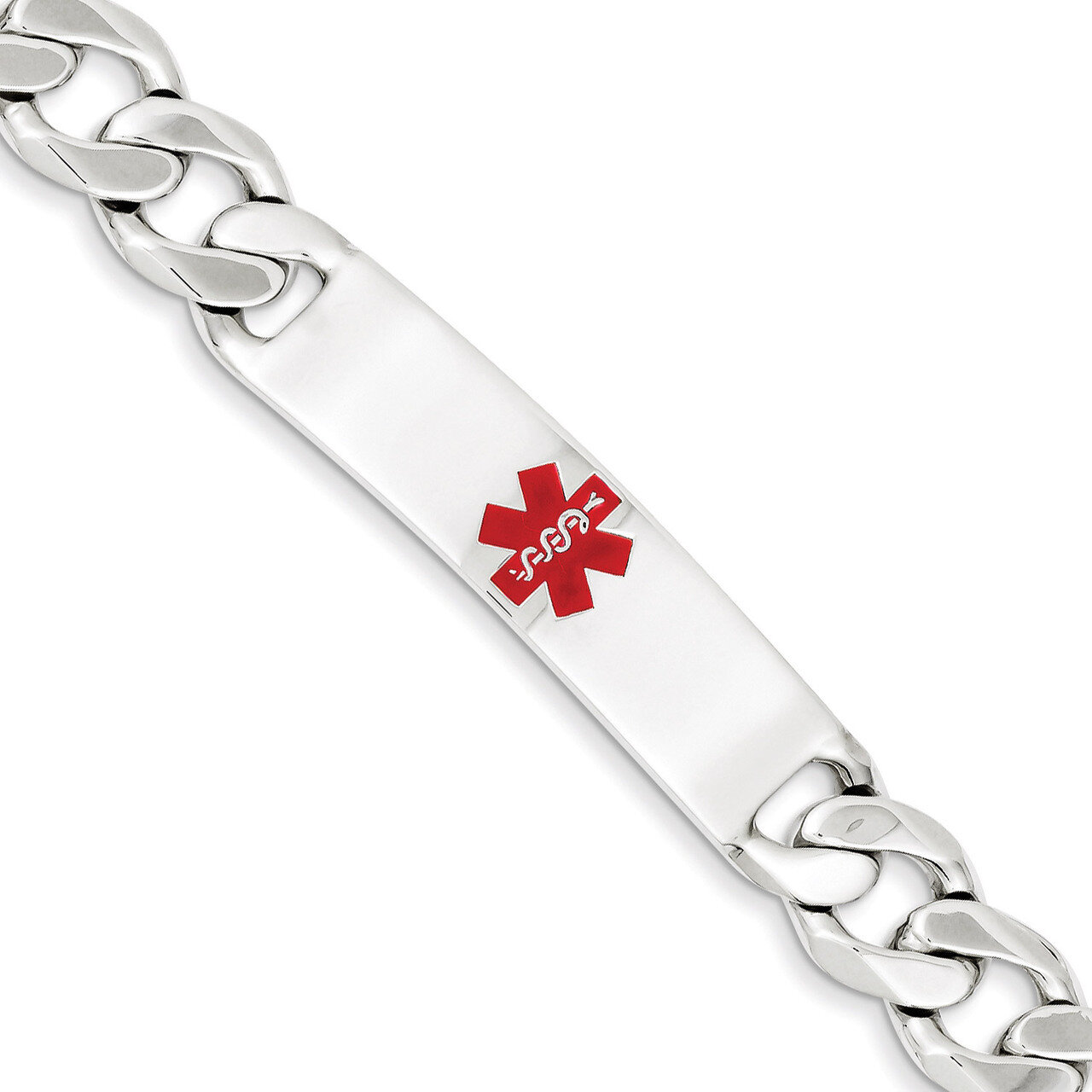 8.5 Inch Medical Curb Link ID Bracelet Sterling Silver Polished XSM175-8.5