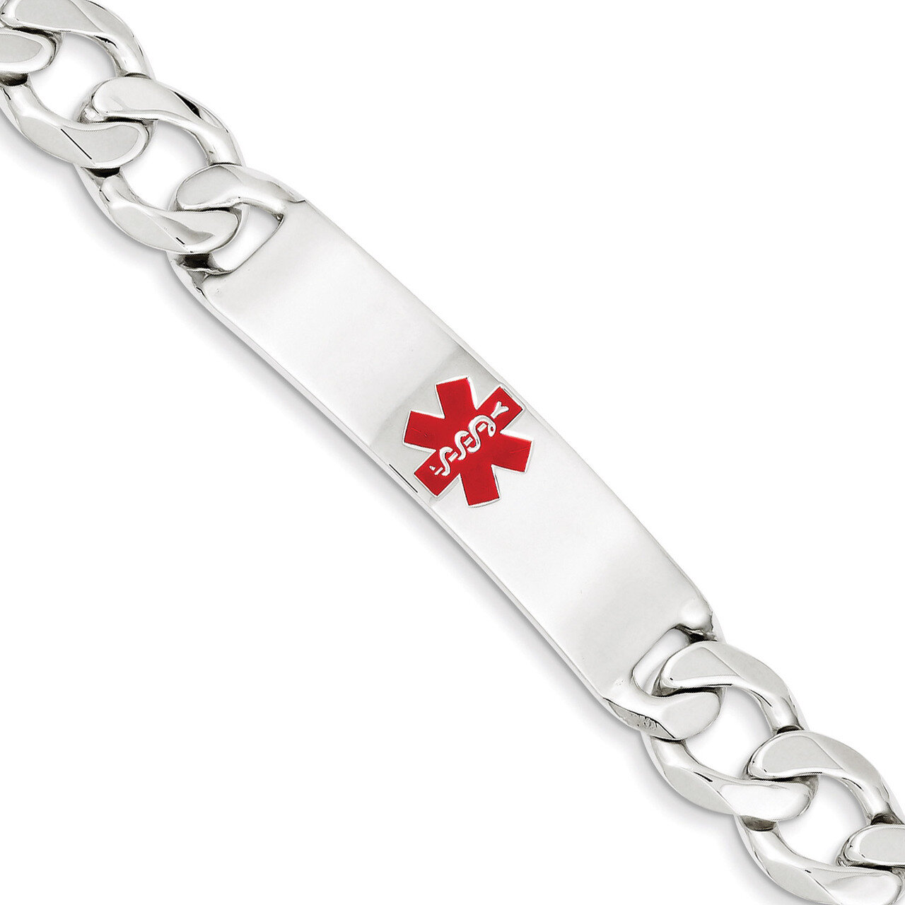 7.5 Inch Medical Figaro Anchor Link ID Bracelet Sterling Silver Polished XSM176-7.5, MPN: XSM176-7.…
