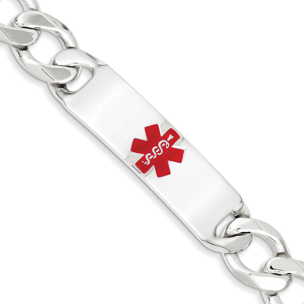 8.5 Inch Medical Figaro Anchor Link ID Bracelet Sterling Silver Polished XSM177-8.5, MPN: XSM177-8.…