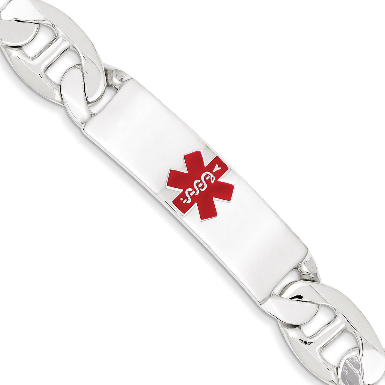 7.5 Inch Medical Anchor Link ID Bracelet Sterling Silver Polished XSM178-7.5