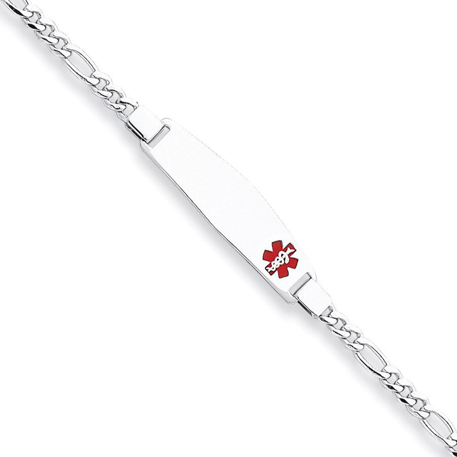 7 Inch Medical ID Figaro Link Bracelet Sterling Silver XSM22-7
