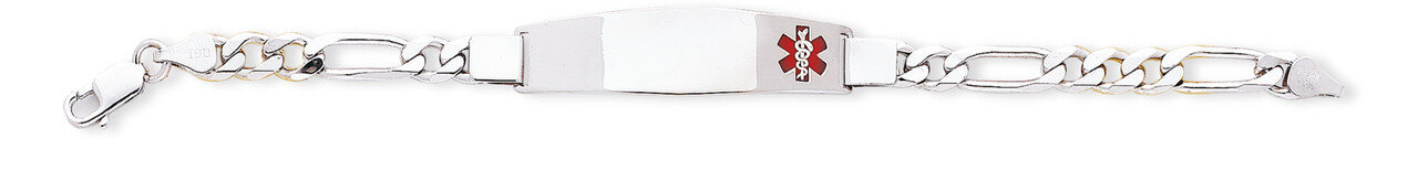 7 Inch Medical ID Figaro Link Bracelet Sterling Silver XSM25-7