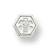 Non-enameled Attachable Emblem Medical Charm Sterling Silver XSM87N