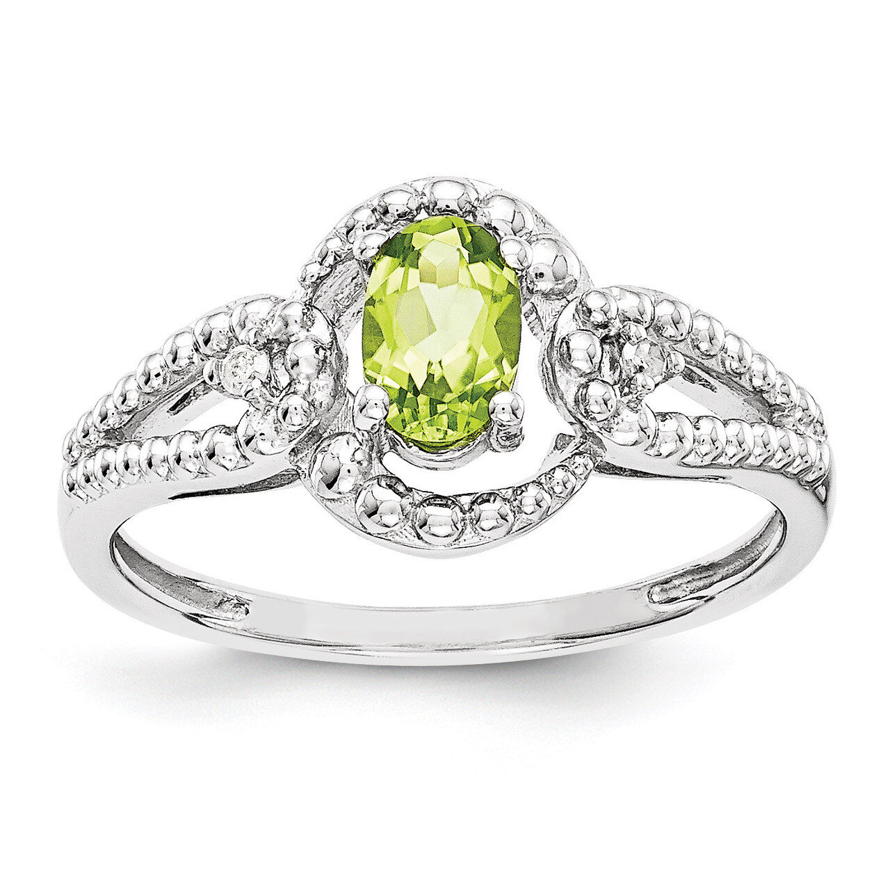 Peridot &amp; Diamond August Ring Sterling Silver QBR16AUG, MPN: QBR16AUG, 883957457994