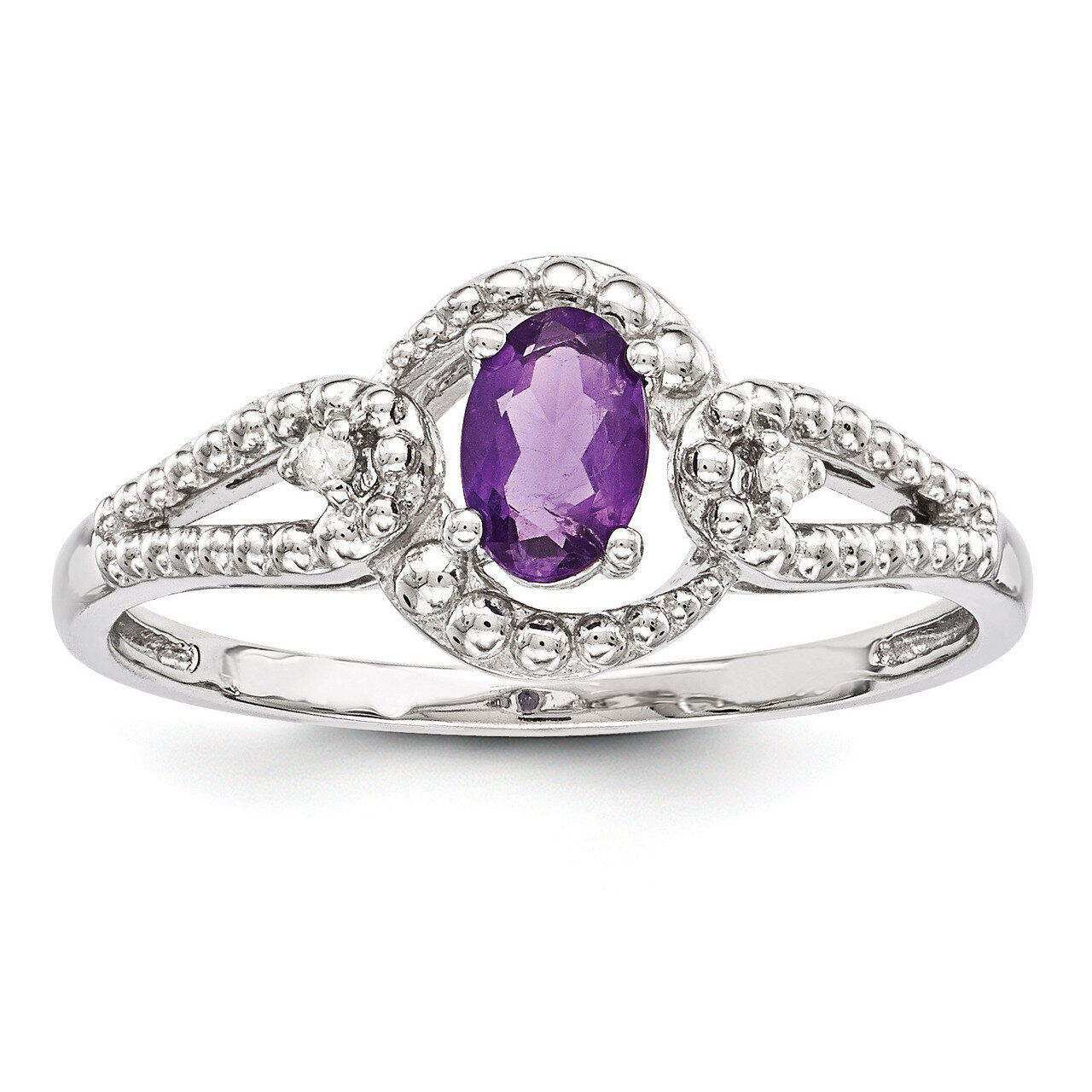 Amethyst &amp; Diamond February Ring Sterling Silver QBR16FEB, MPN: QBR16FEB, 883957431512