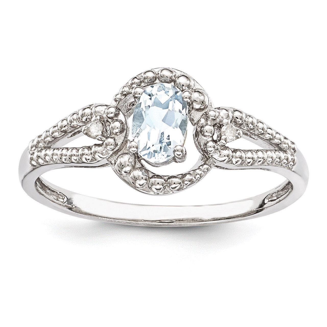 Aquamarine &amp; Diamond March Ring Sterling Silver QBR16MAR, MPN: QBR16MAR, 883957396903