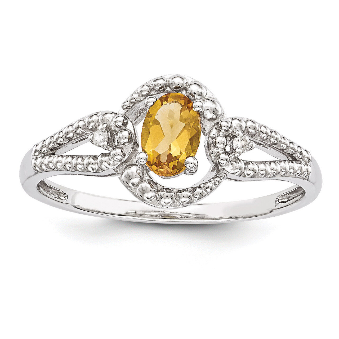 Citrine &amp; Diamond November Ring Sterling Silver QBR16NOV, MPN: QBR16NOV, 883957353913