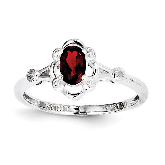 Garnet & Diamond January Ring Sterling Silver QBR21JAN