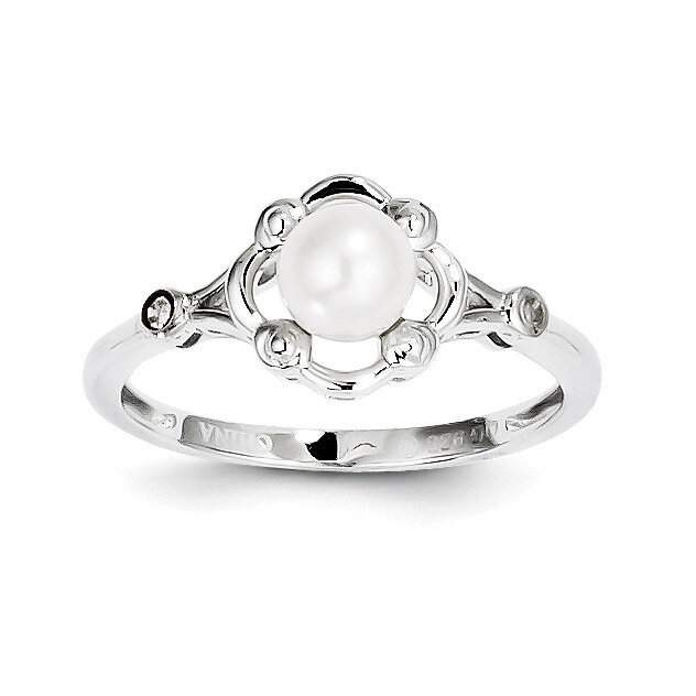 Pearl &amp; Diamond June Ring Sterling Silver Cultured QBR21JUN, MPN: QBR21JUN, 883957458298