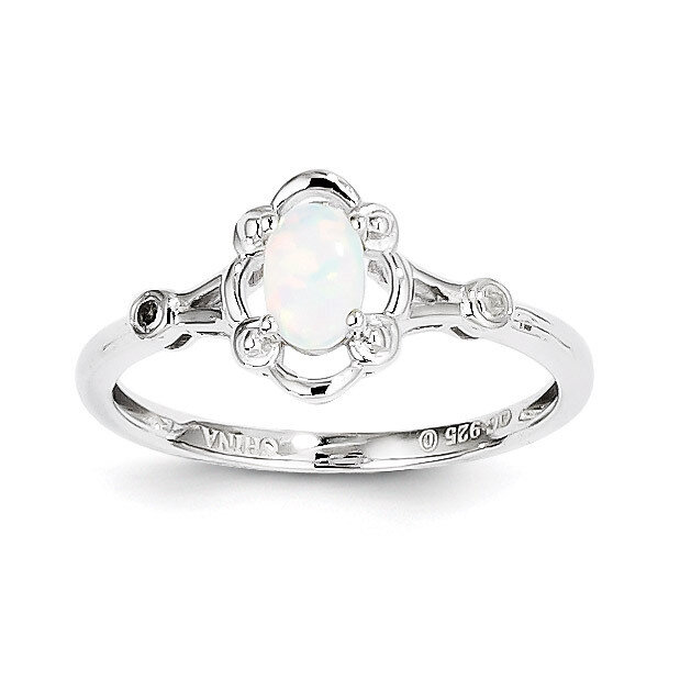 Opal & Diamond October Ring Sterling Silver QBR21OCT