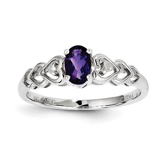Amethyst &amp; Diamond February Ring Sterling Silver QBR23FEB, MPN: QBR23FEB, 883957432045