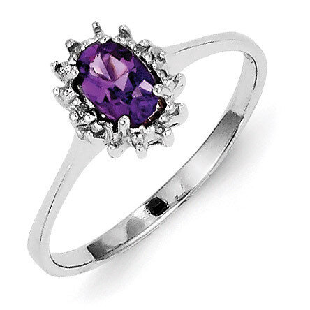 Amethyst &amp; Diamond Ring Sterling Silver Rhodium QDX417, MPN: QDX417, 883957398471